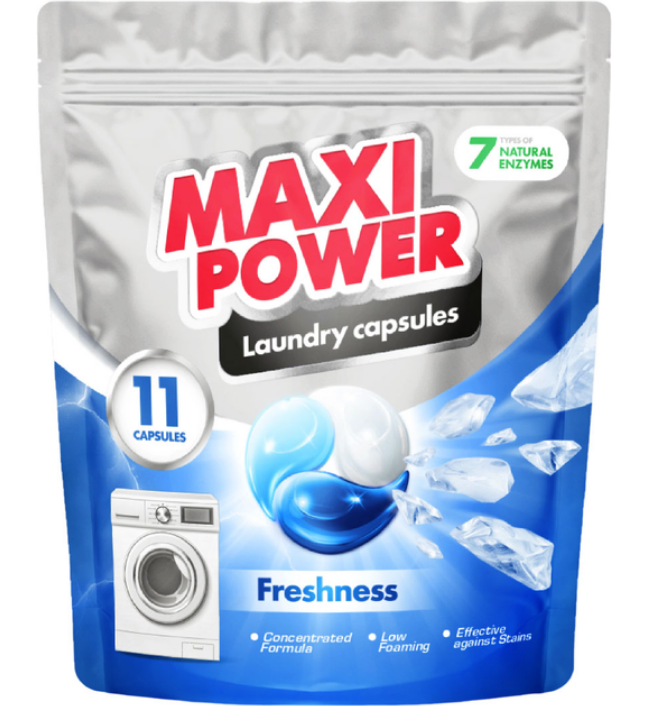 MAXI POWER Капсули д/прання 11шт універсальні Свіжість